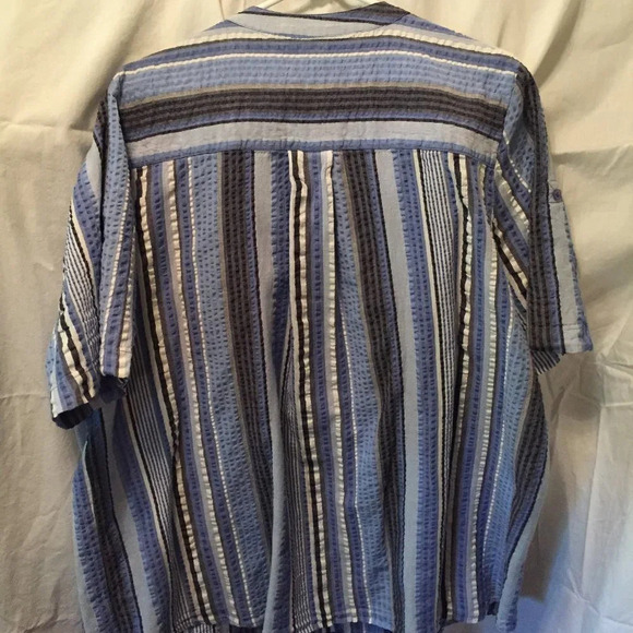 Seersucker Button Down Blouse - Picture 2 of 6